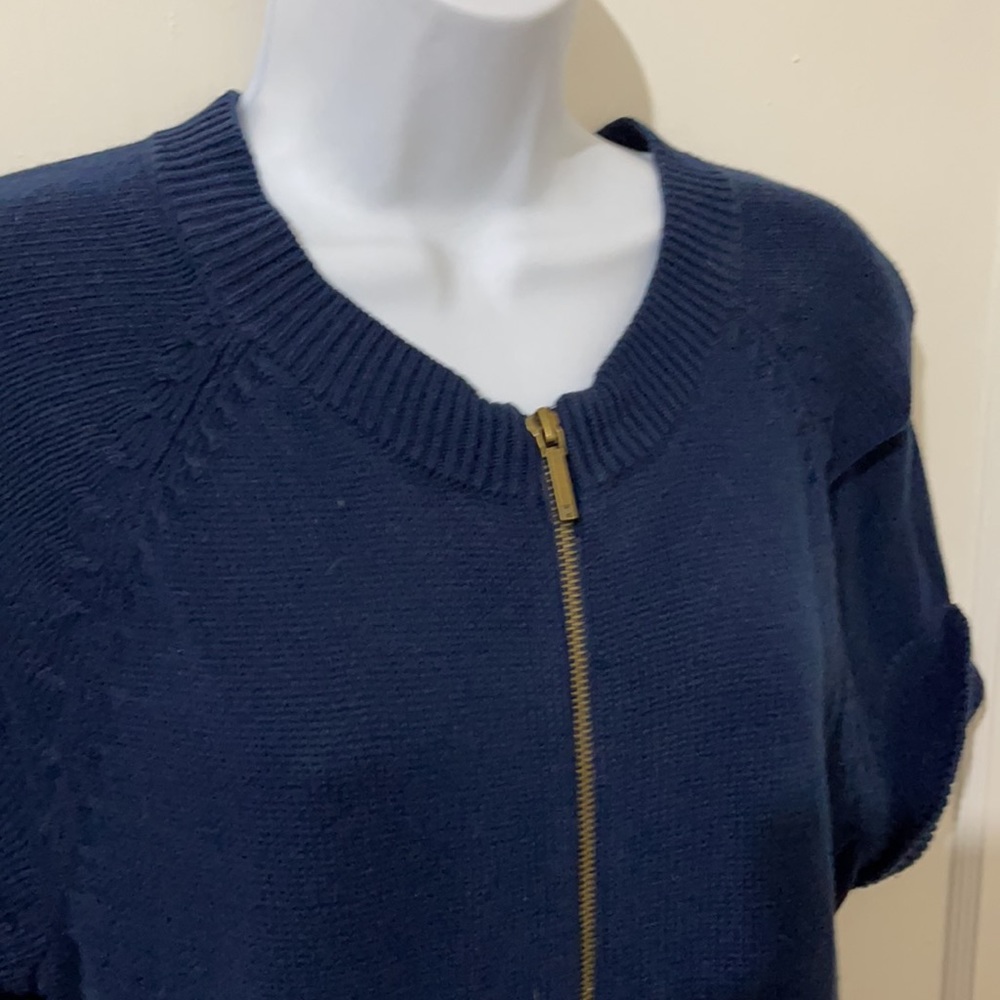 Chaps XL zip up Navy Blue Short Sleeve Sweater